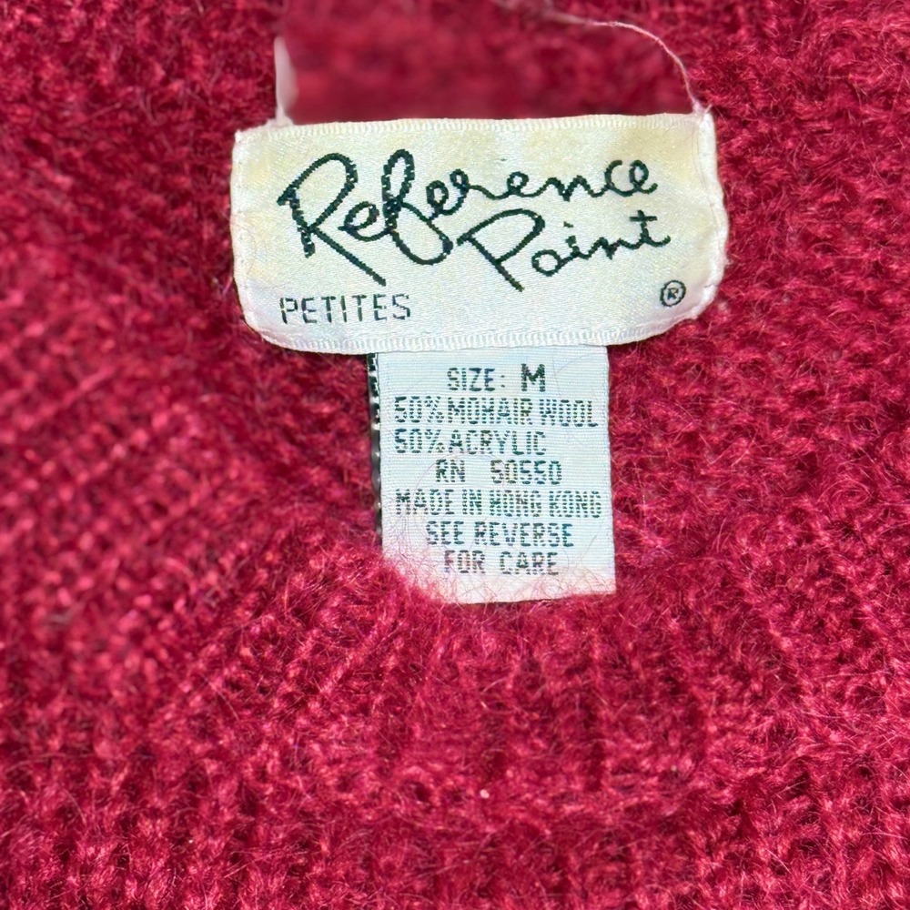 Reference Point Sweater Medium M Petite Mohair Wool Blend Fuzzy Knit Vintage - Picture 4 of 7